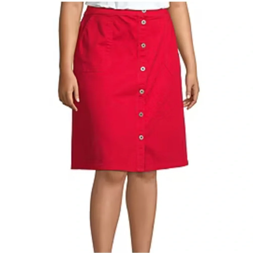Red Button-Front Skirt - Picture 1 of 5